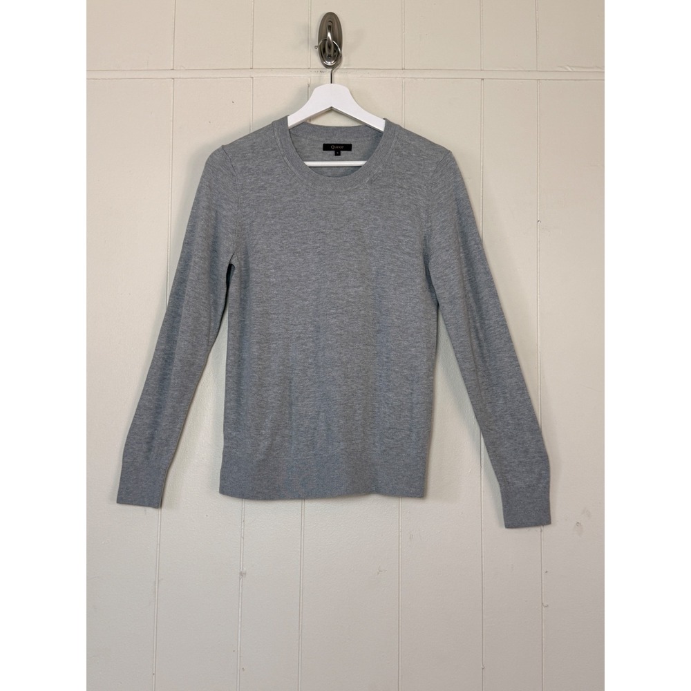 Quince Women Gray Cashmere Blend Crewneck Sweater Size S Preppy Quiet Luxury